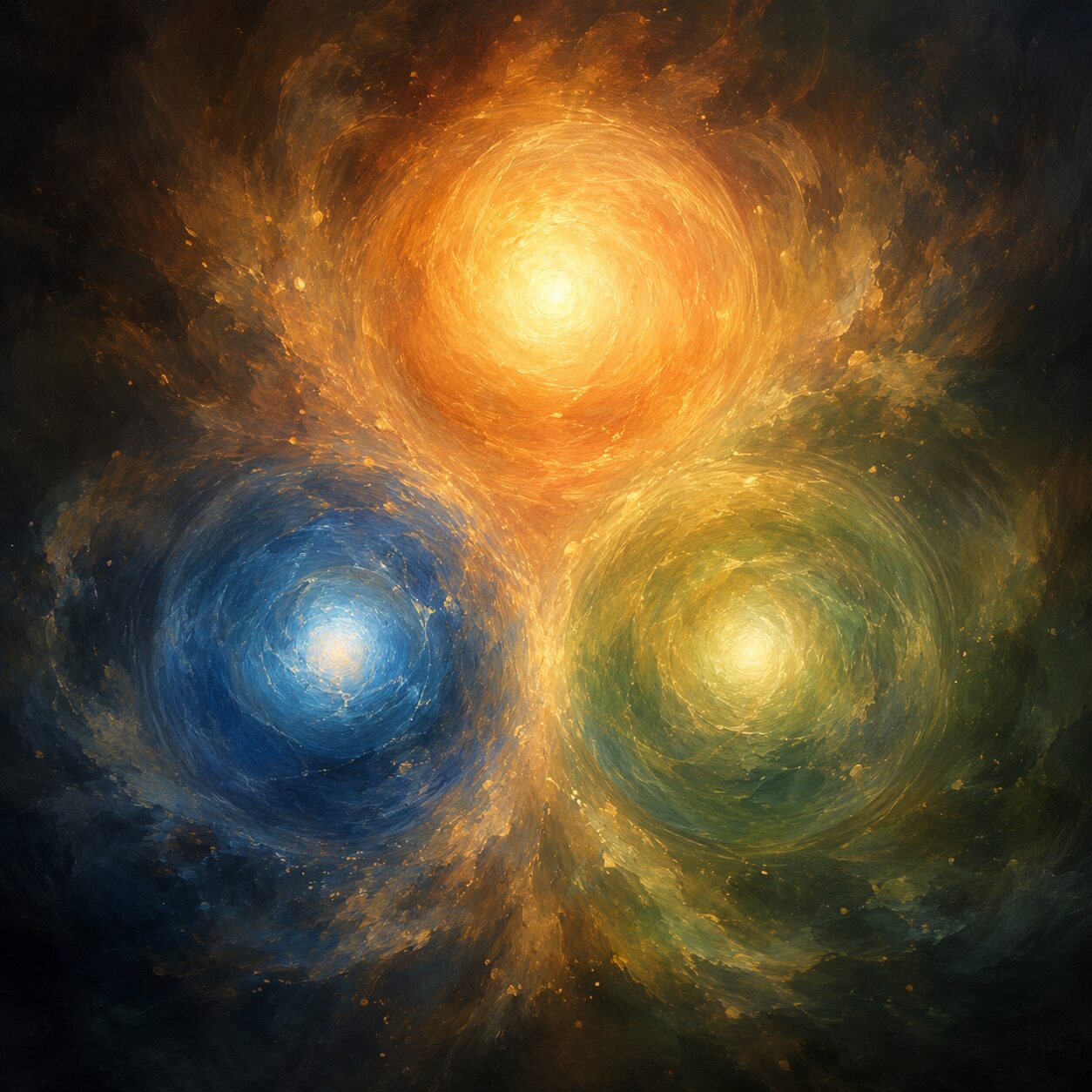 Three luminous spheres representing the complete collection of hypnosis recordings